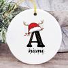 Baby's Christmas Ornament Personalized Initial with Name Ceramic Bauble Gift for Newborn Present for Baby Custom Xmas Decoration
