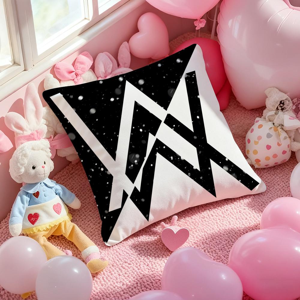 A-Alan Walker Popular Singer Cushion Cover Pattern Printed Pillowcase for Living Room Sofa Cushion Cover & Bedroom Decor