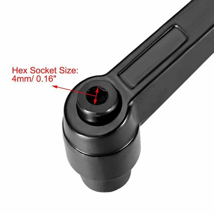 Poignée de serrage réglable M8 levier cliquet (hex 4 mm) - pack de 3, acier galvanisé noir