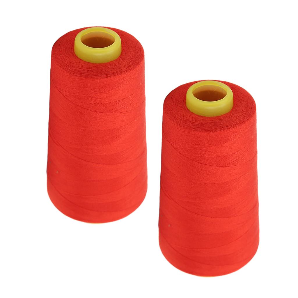 2PCS Serger Thread High Strength Sturdy Durable Polyester Red Sewing Thread for Daily Quilting
