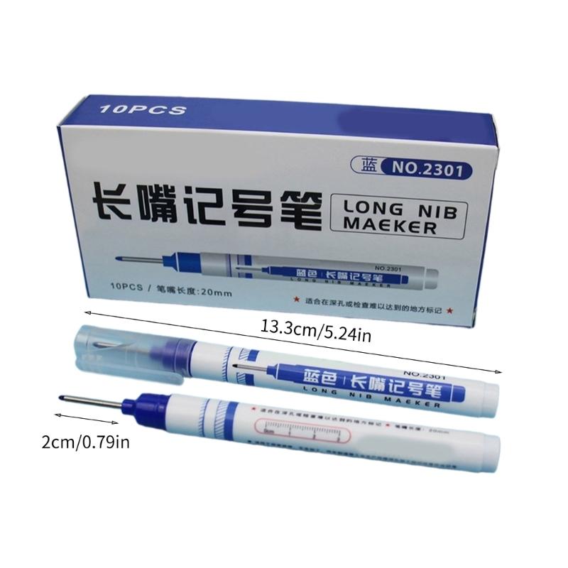 10Pcs Deep Hole Marker Pen 20mm Long Tip Marker Carpenter Marker Waterproof Drill Hole Marker Woodworking Mark Tool