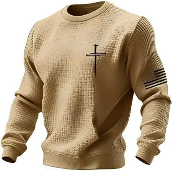 2025 Men's Plaid Embroidery Round Neck Digital Hoodie - New Loose European and American Style