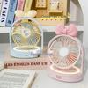 High-Value USB Bowknot Night Light Adjustable Fan: Portable Multi-Function for Office and Dorm