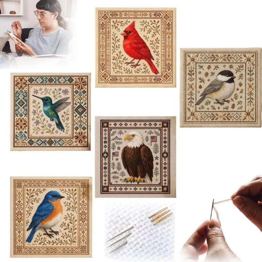 DIY Hummingbird Cross Stitch Kit Non-finished Products with Floral Pattern Cross Stitch Kits Embroidery Art for Beginners