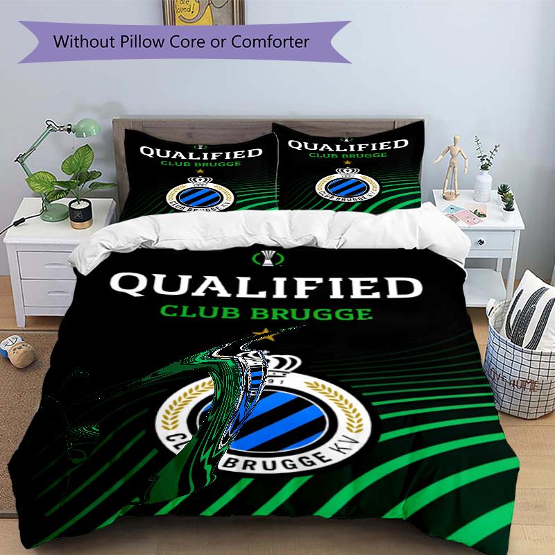 3pcs Duvet Cover Set (1*Duvet Cover + 2*Pillowcase, Without Core), Club Brugge K V Print Bedding Set, Bedroom Decor, All‑Season, Gift
