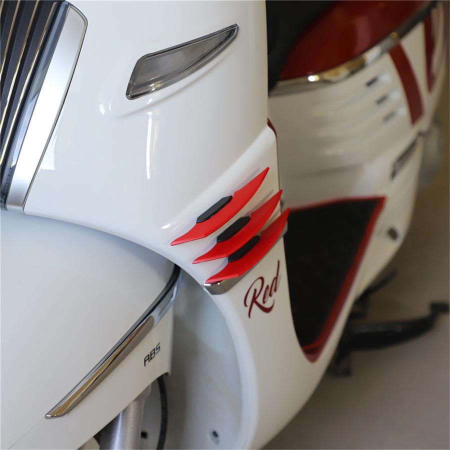 3Pair  Universal Motorcycle Side Red Winglets Wind Fin Spoiler Trim Cover Air Deflector