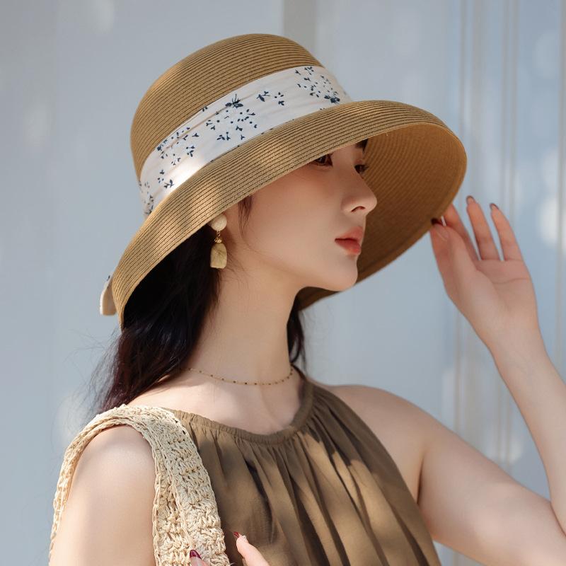 Summer New Hat Women's Streamer Lafite Straw Hat Summer Outdoor Sun Hat Sun Hat