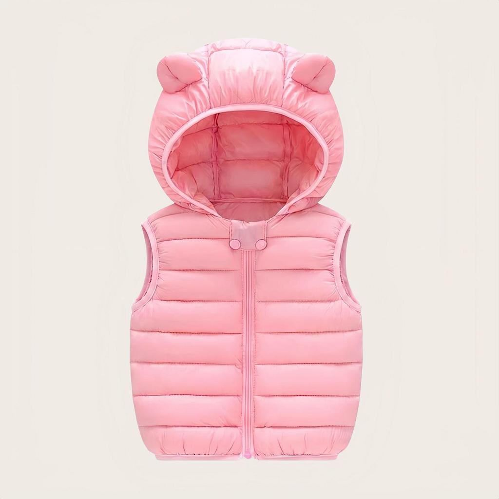 Children's Hooded Vest with Ears - Lightweight Cotton Jacket for Boys & Girls, Baby Outerwear Gilet