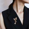 Women Brooch Sparkling Cubic Zirconia Imitation Pearl Decor Tulip Design Lapel Pin Sweater Scarf Holder Jewelry Accessories