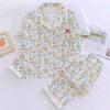 Women's pajamas spring and autumn imitation cotton sweet lace long-sleeved cartoon bow small fresh loungewear set