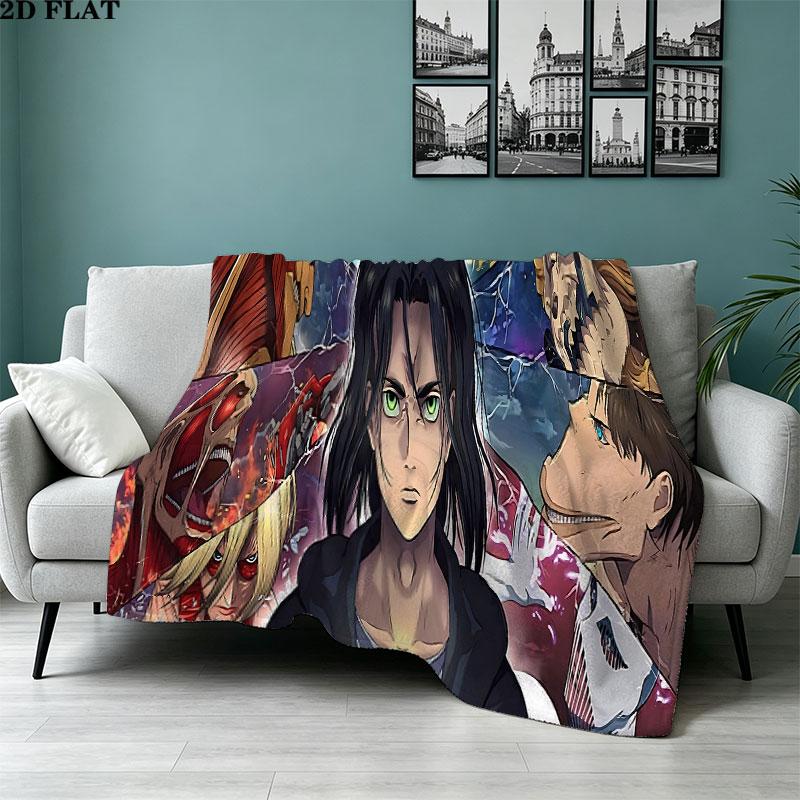 1PC Attack Titan Patterned Flannel Blanket Suitable For All Seasons For Home Decor Warmth And Comfort Gifts Holiday Present