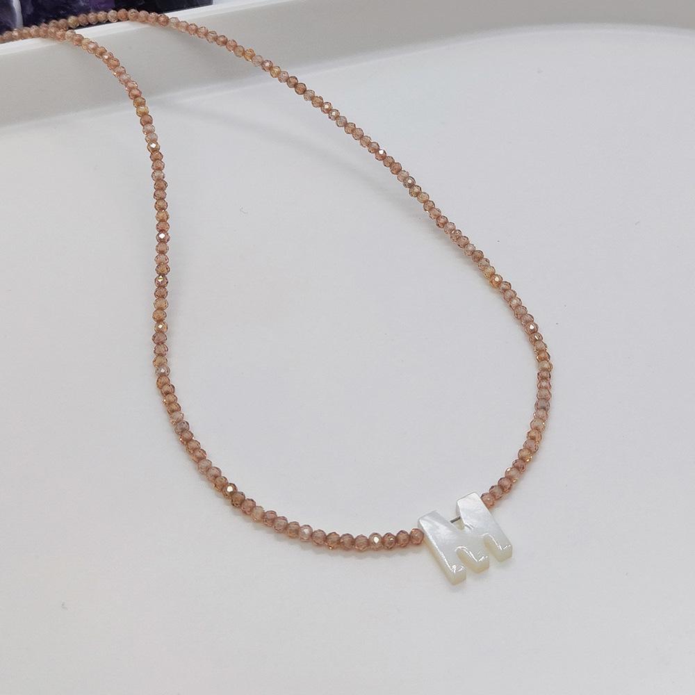Elegant 2m Zircon Beaded Clavicle Chain: 26-Letter Deep Sea Shell Necklace for Women.