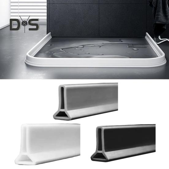 100/200CM Collapsible Shower Threshold Water Dam Self Adhesive Silicone Waterproof Barrier Strip Kitchen Bathroom Dry Wet Separation Bendable Water