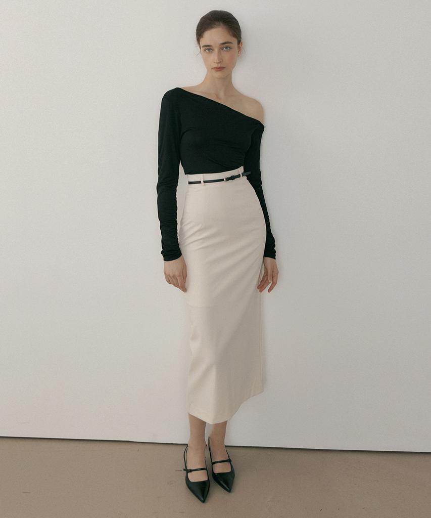 Riorg Mor Classic Maxi Slit Skirt Cream