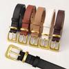 Womens Fashion Faux Leather Belt With Metal Pin Buckle High End No Pattern Waistband For Office
