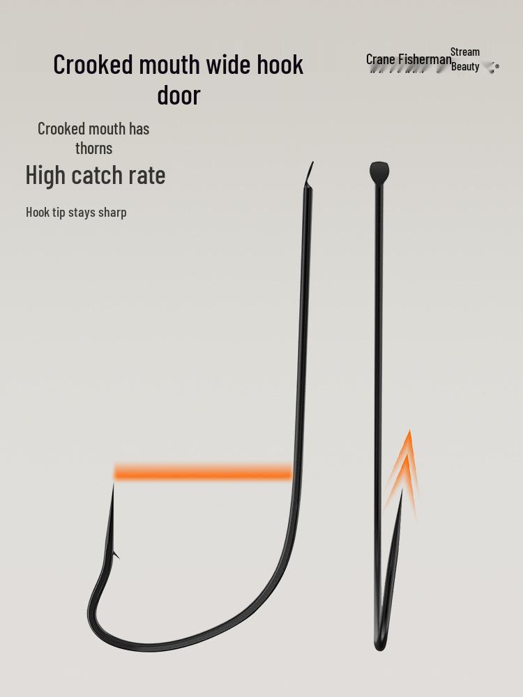 Akita Fox Barbed Black Sleeve Hook for Crucian Carp & Small Fish