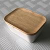 Butter Dish Melamine Cheese Milk Keeper Container With Wooden Lid, Keep for Home Kitchen