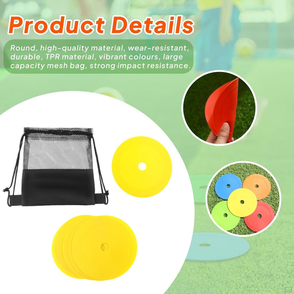 10 Flat Cone Markers for Sitting And Practicing Soccer.
