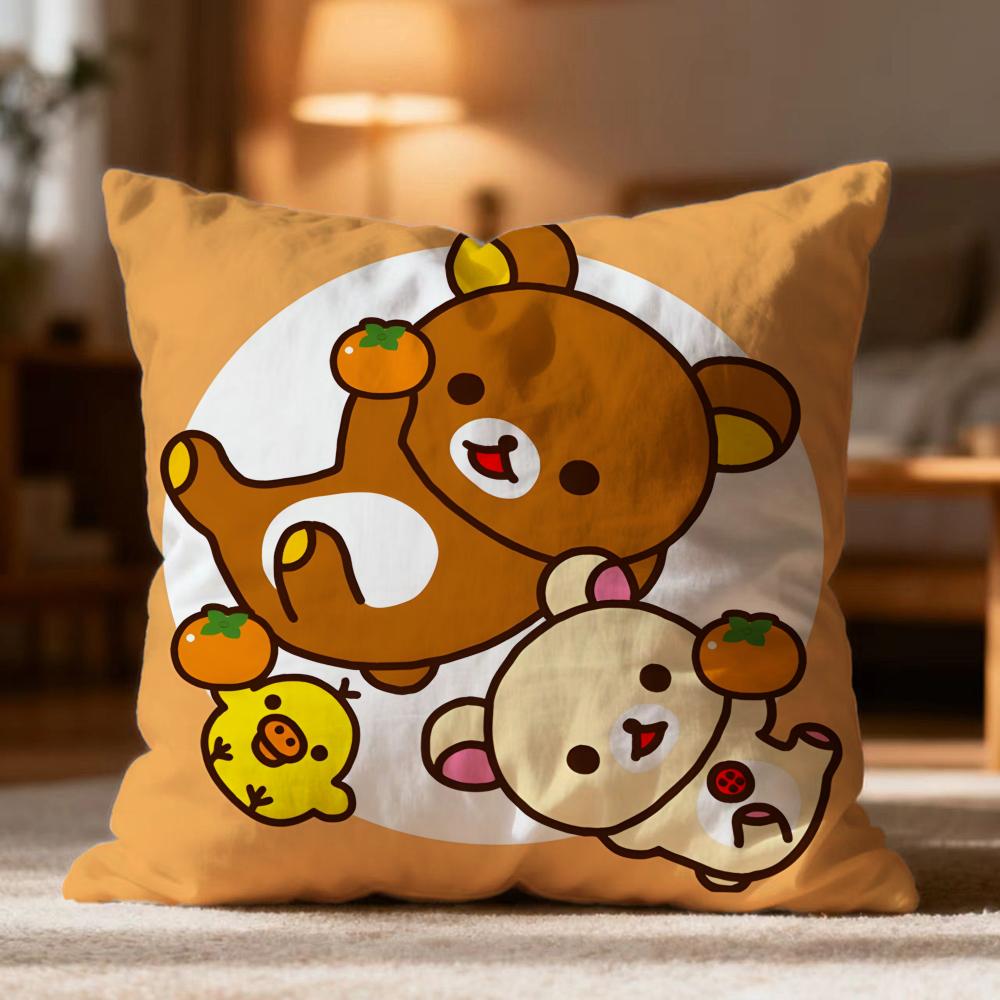 Fashion R-RRilakkuma Cushion Cover Soft Washable Pillow Case Multi-Scene for Couch Bed Travel Office Use