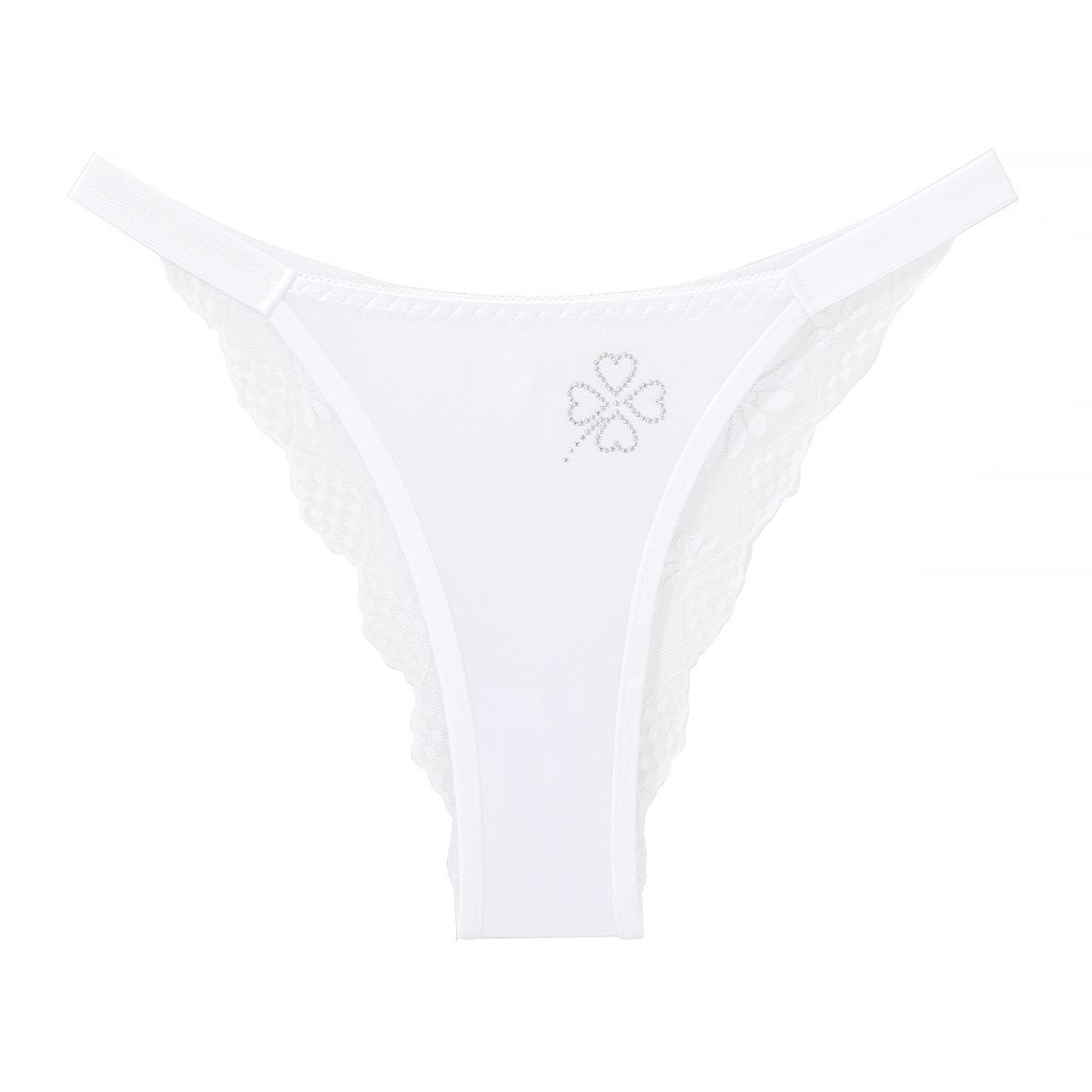 

Жіночі трусики легкої розкоші Сексуальні трусики з мереживом і стразами у вигляді чотирилистої конюшини Тонкі та гладкі З низькою посадкою Напівстегна Жіночі L