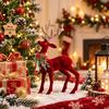 Beflockte Textur Weihnachts-Elchfigur Glänzendes Geweih Glitzer-Schleife Hirsch Schreibtisch