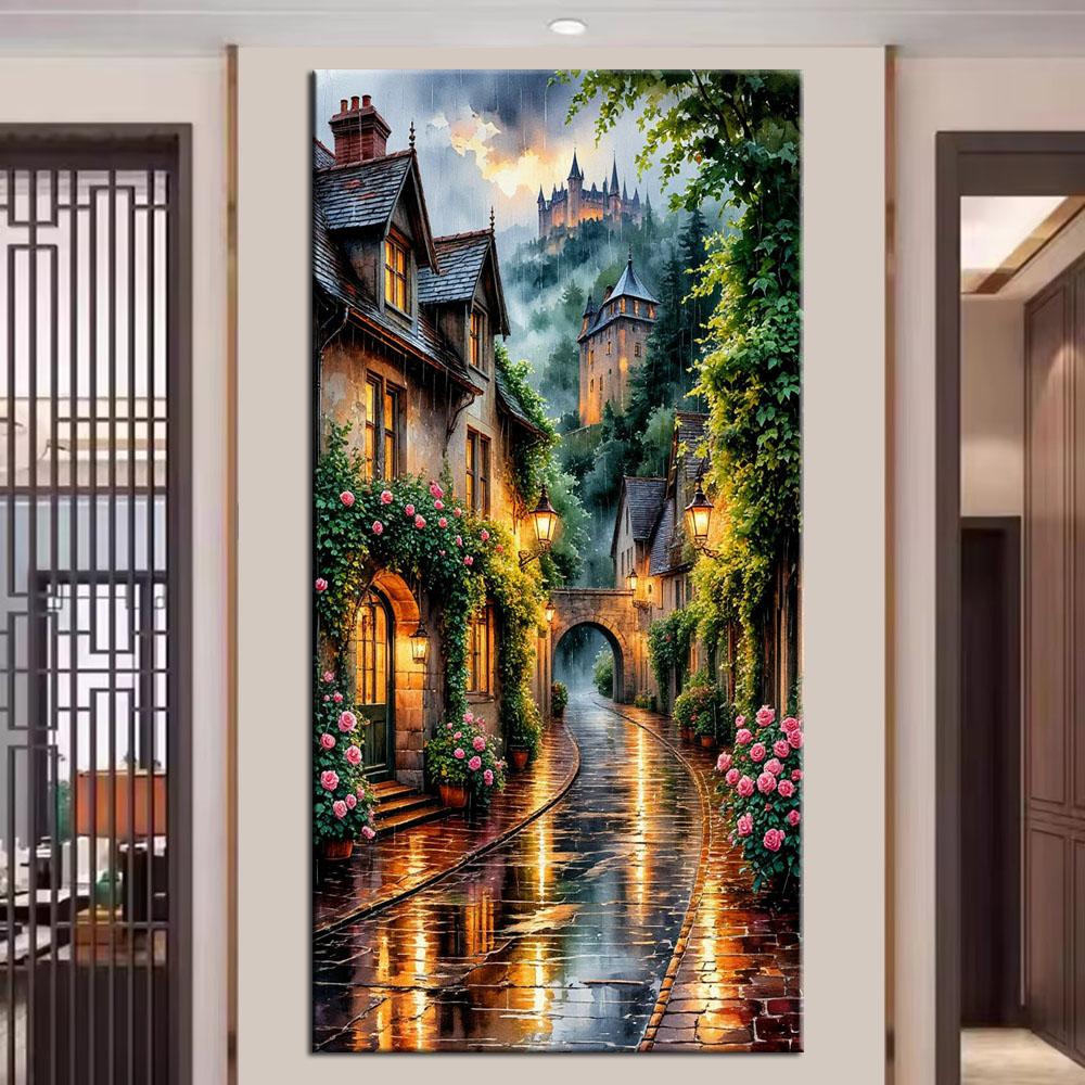 Diy Large Size Beautiful Street Scenery Diamond Painting Art Kits 5D Full Diamond Mosaic Embroidery Rhinestone Picture Wall Decor J3990