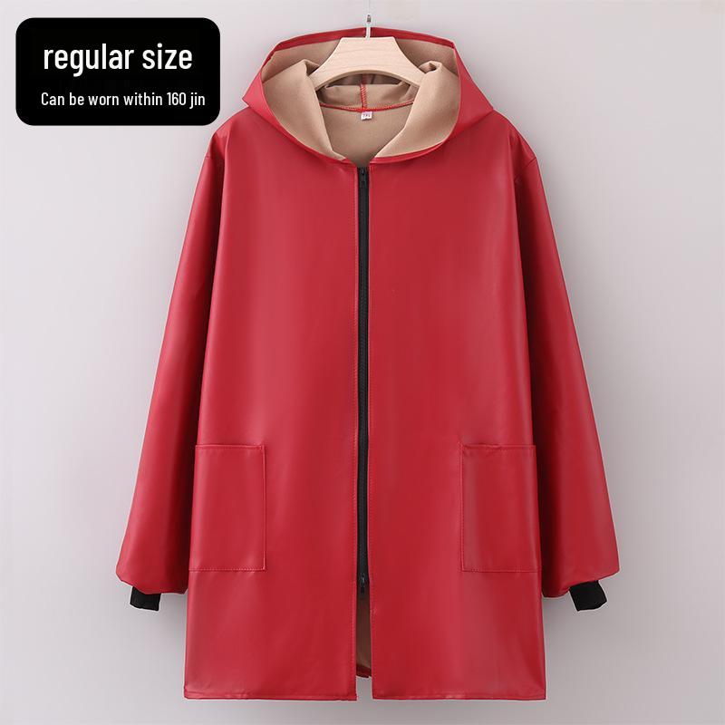 Plus Size PU Leather Waterproof Coveralls - Unisex Long Sleeve Apron for Catering and Workwear