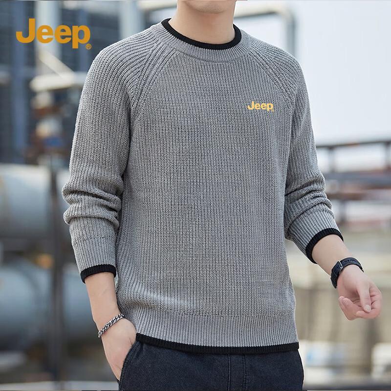 

Jeep Мужской вязаный свитер с круглым вырезом XL