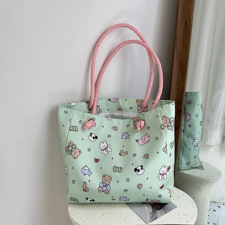 Large Capacity Canvas Tote Bag For Women Stylish Japanese Cartoon Design Ideal For Daily Use