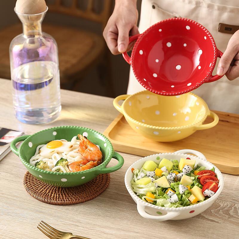 Yi Pan Polka Dot Ceramic Elevated Pet Bowl