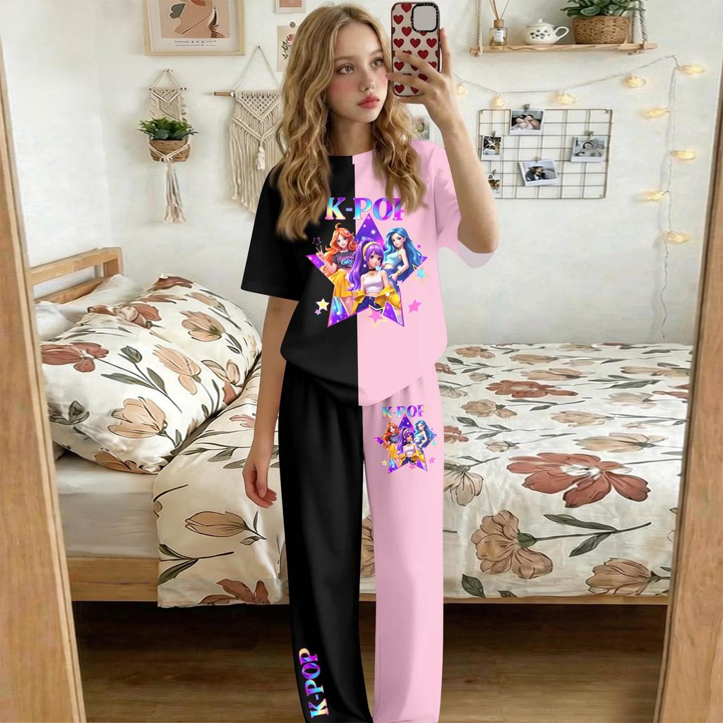 Infant Baby Girls Boys Loose Print T-shirt+Pants Print Outfits Set