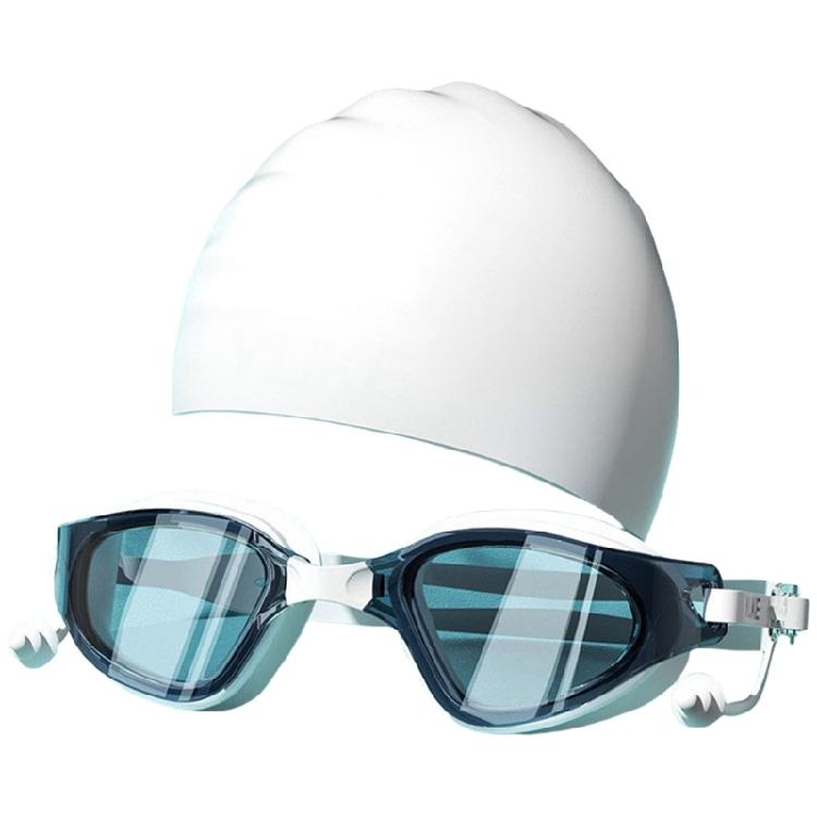 Adult Swimming Goggles with Swimming Caps, Anti-Fog Swimming Goggles Adjustable Strap, Swimming Goggles for Men Women