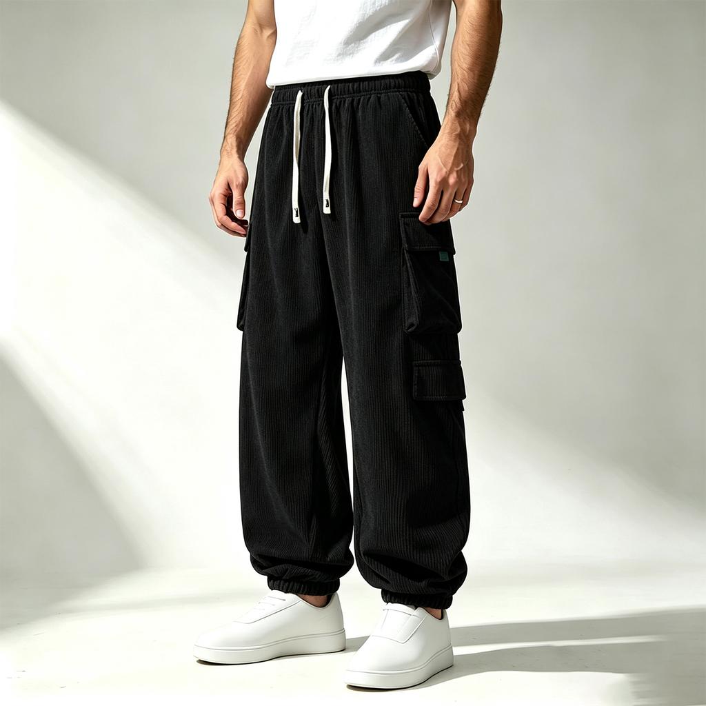 Men's Multi Pocket Cargo Jogger Pants for Spring Fall Outdoor Work Tapered