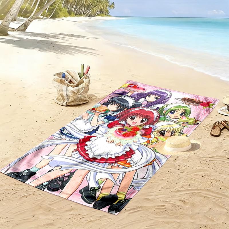 Tokyo Mew Mew Print Beach Towel, Large Soft Quick Dry Towel for Beach Camping Swimming