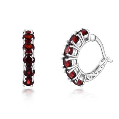 Wunderschöne, schicke Designer-Creolen in Silber, natürlicher Granat, Geburtsstein für Januar, Segensstein, edler Schmuck als Geschenk für die Liebsten