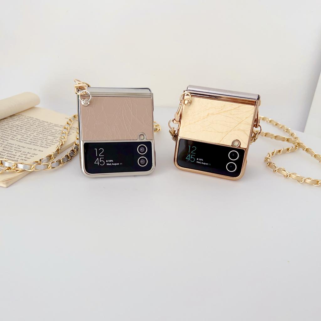 Für Samsung Galaxy Z Flip 4 3 Hülle Luxus Galvanisch lackiert mit Armband Stoßfester Schutz Harte Rückseite Zubehör