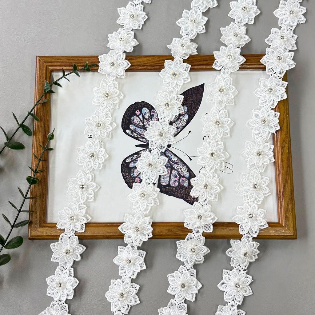 White Lace Double Petal Nail Drill Barcode Clothing Accessories Children'S Clothing Dresses Tops Decorative Accessories