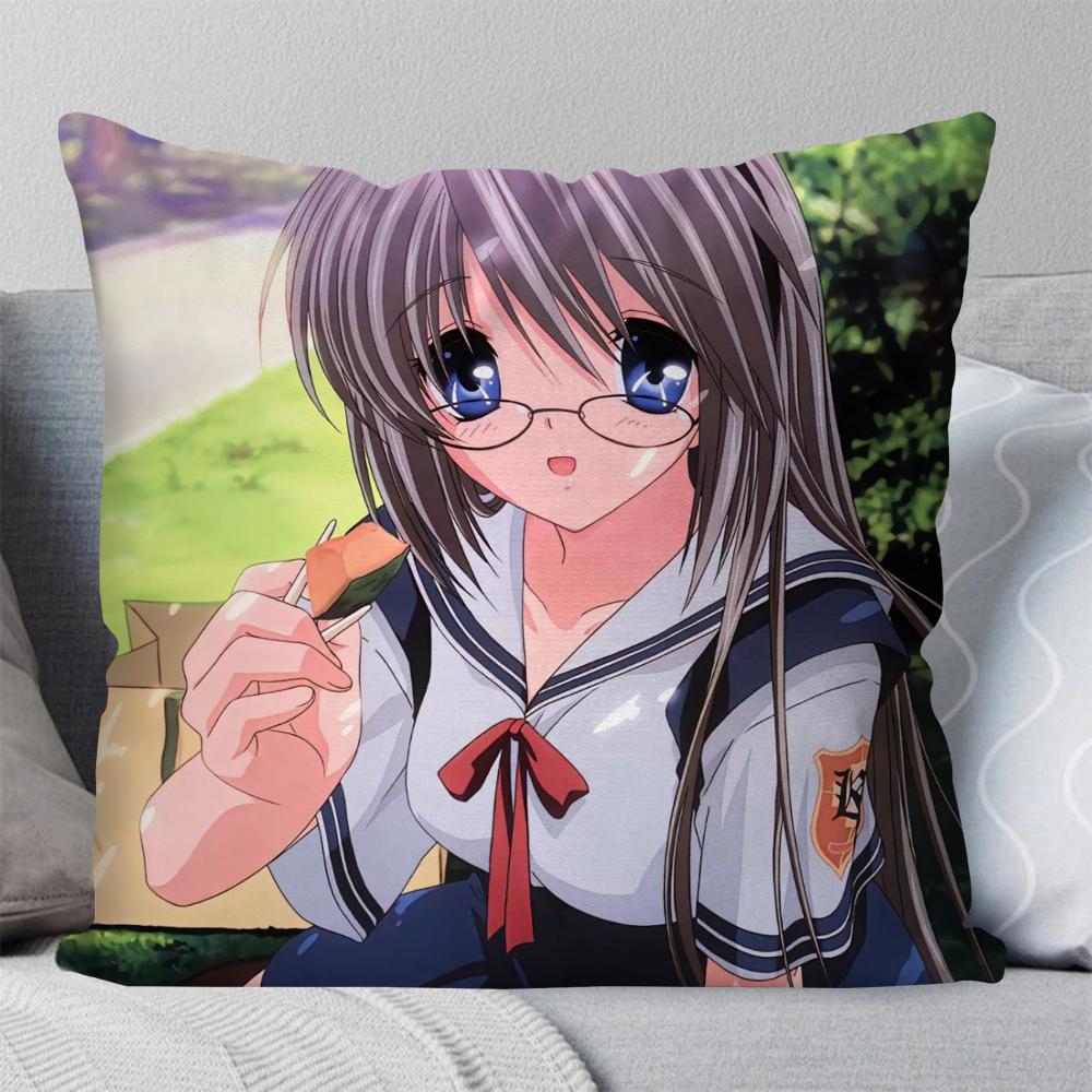 Japansk Anime Clannad Kuddfodral Fyrkantig Kudde Sovrum Soffa Fritid Komfortkudde Bil Vardagsrum Heminredning 40X40