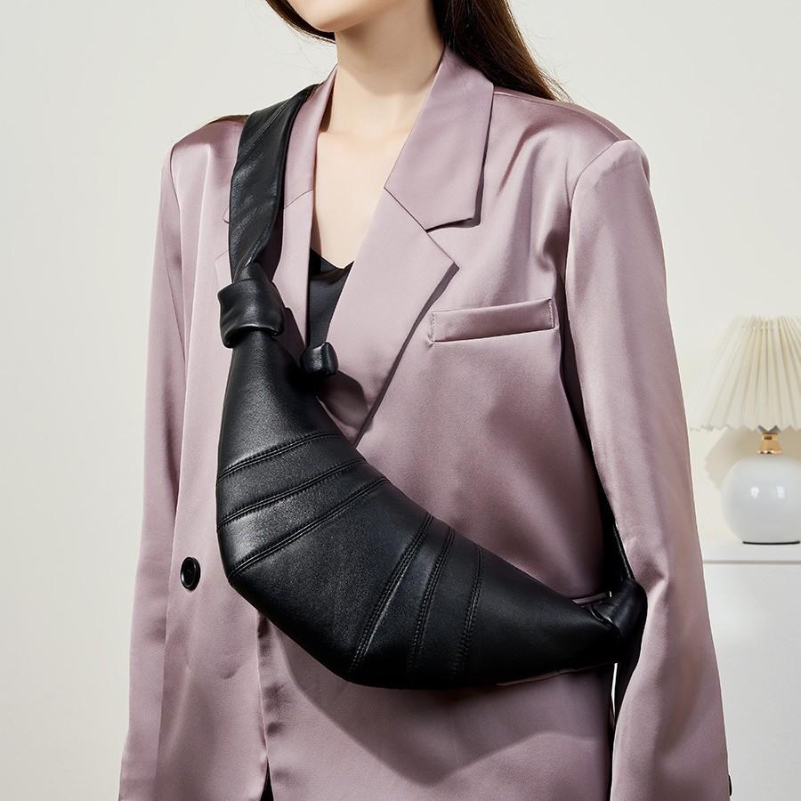 The First Layer Of Lambskin Croissant Bag Diagonal Span Lazy Croissant, Genuine Leather Single Shoulder Diagonal Span, Dumpling Bag Girl