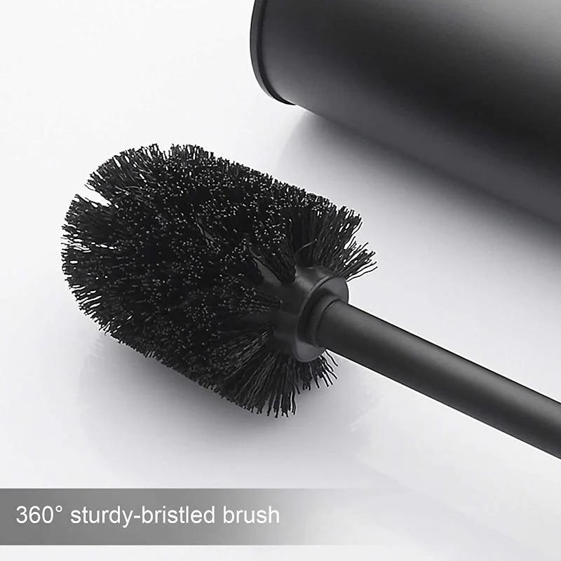 Stainless Steel Black Toilet Brush Set, Toilet Brush and Holder, Deodorizing Long Tube