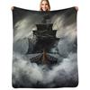 Pirate Ship Throw Blanket Stylish Decor Blanket Gift for Friends Roommate