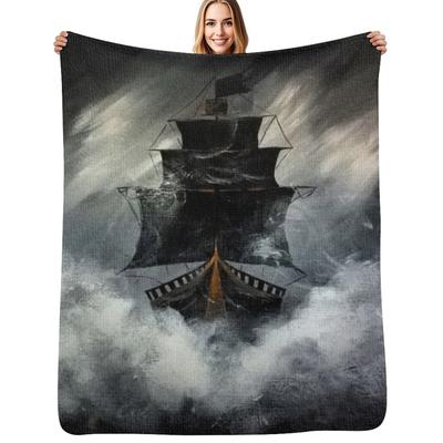 Pirate Ship Throw Blanket Stylish Decor Blanket Gift for Friends Roommate