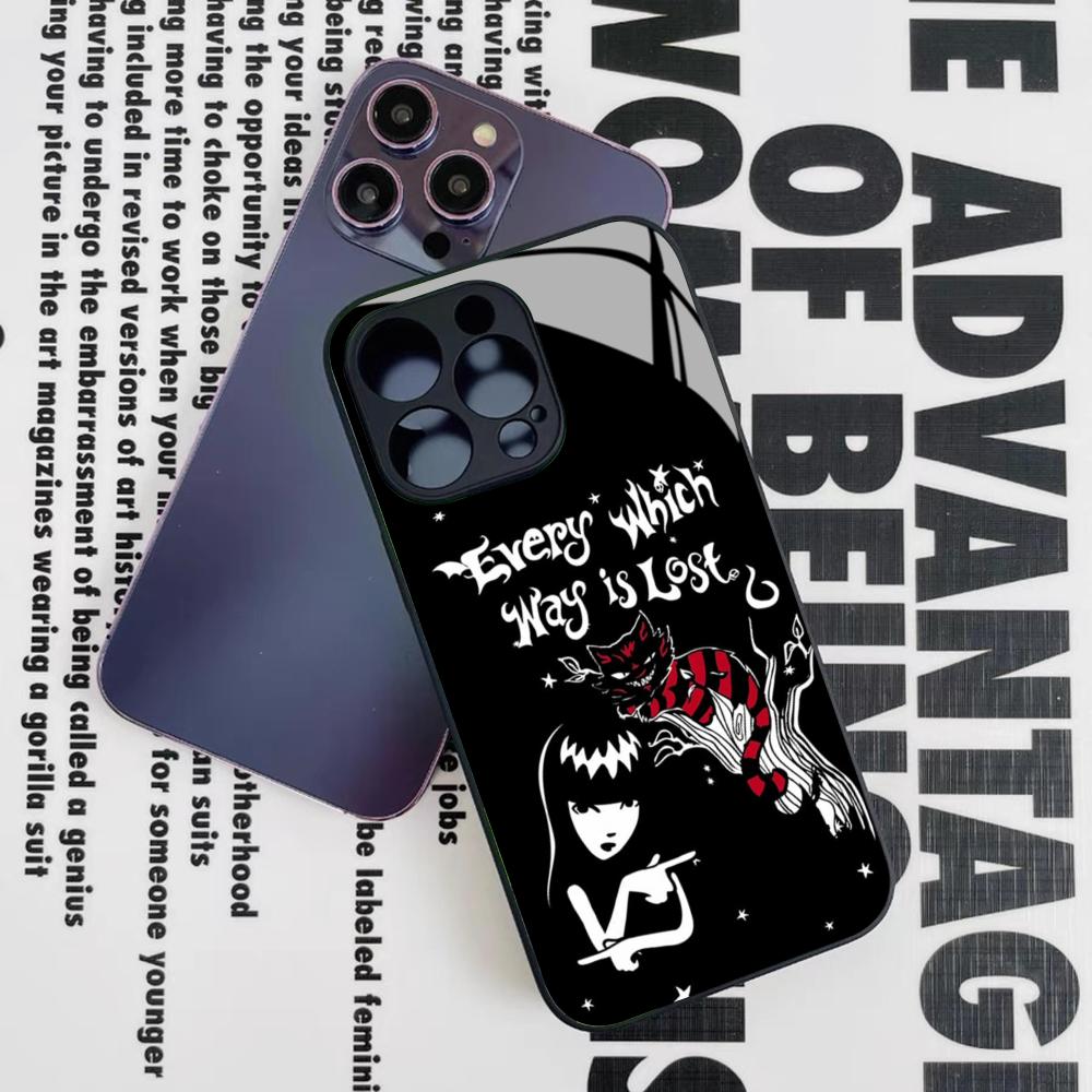 

Emily The Strange Phone Case for Iphone 17 16 15 14 12 11 13 Pro Max Mini X Air Puls Black Glass Cover iPhone 16 Plus