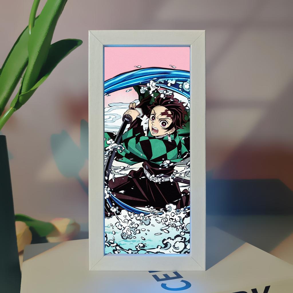 Demon Slayer Picture Frame Night Light Bedside Table Decor Nezuko Anime Peripheral Figures Ornaments Cartoon Lamp Birthday Gifts