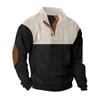 Mens Casual Color Block Stand Collar Button Pullover Sweatshirt