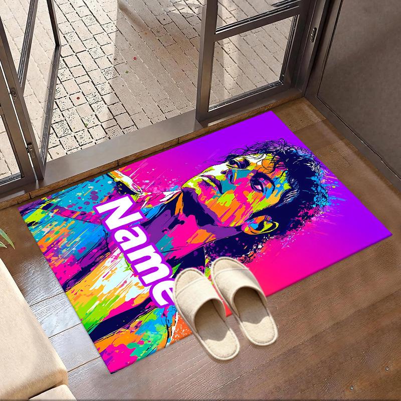 Custom Name Personalized Michael Jackson Print Carpet, Versatile Home Decor Rug, for Playroom, Apartment, Balcony, Entryway, Hallway Gift