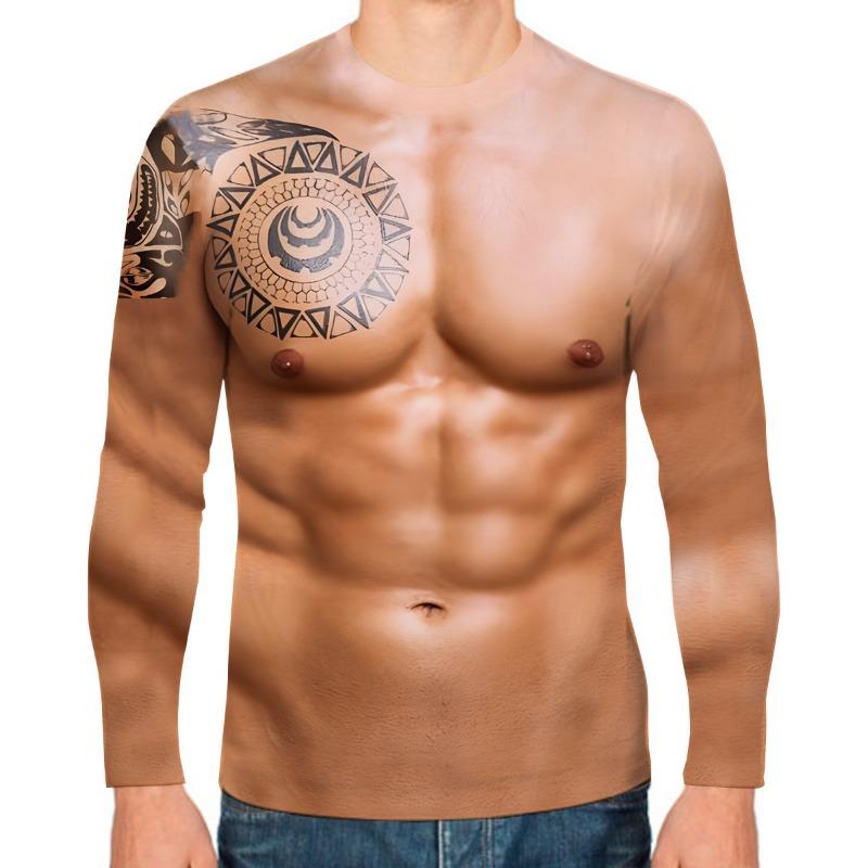 Trendy Leisure Men's Fashion Long T-shirts Loose Muscular Men Trend Shirt