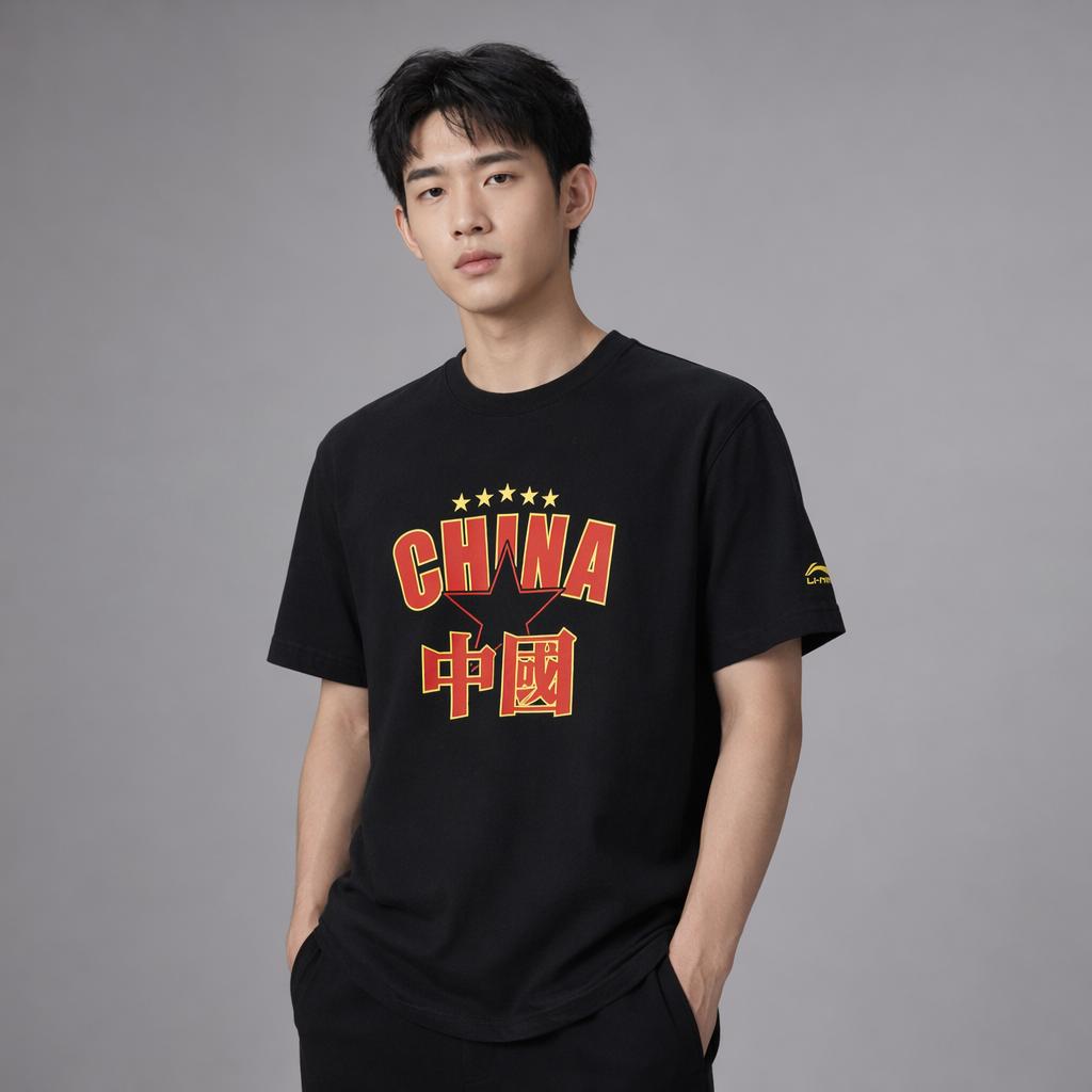 Li-Ning Autumn Casual Fashion Simple Cultural Sports Round Neck Short Sleeve T-Shirt Unisex Tops AHSUC43-2