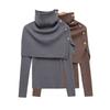 Za New Fall Women's Clothing 2025 Fashion Wind Fashion Two Pieces Metal Buckle Long Sleeves Knitwear Uwg950209