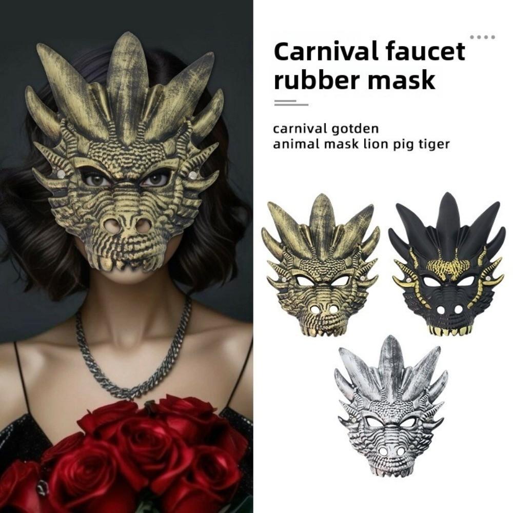 Full Face Halloween Mask Animal Masquerade Mask Punk Dragon Head Mask  Women